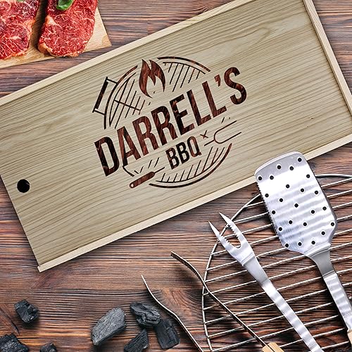 Miniatura 5 de My Personal Memories Juego de herramientas de barbacoa personalizadas prémium King of The Grill - Accesorios personalizados para barbacoa, regalo