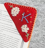 Vista 1 de Marcapáginas de esquina bordado a mano personalizado, lindo marcador de libro con flores, regalo de costura a mano para mujeres amantes de los Rojo