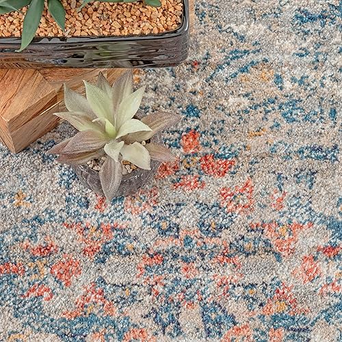 Miniatura 7 de nuLOOM Georgia - Alfombra tradicional de medallón, 5 x 7, color azul