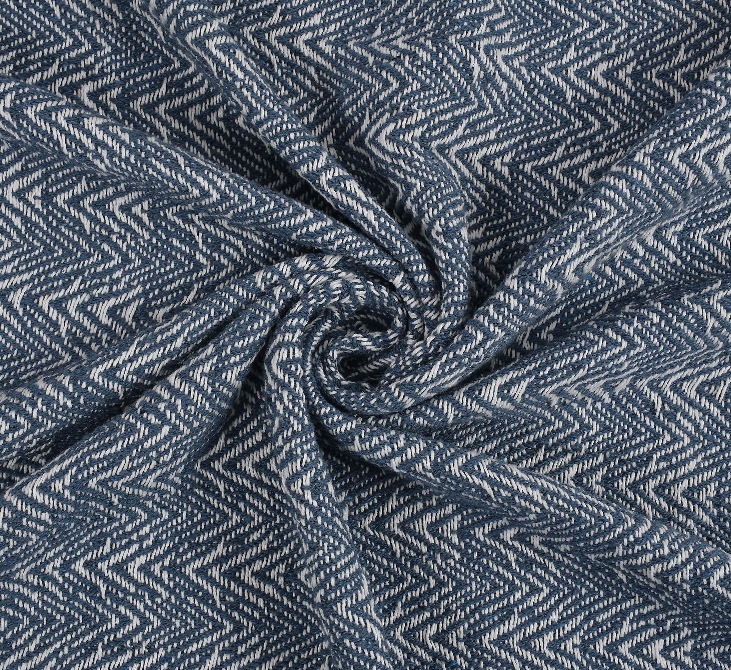 SASHAA WORLD Soft Herringbone Throw Blanket | Used Both Indoor and Outdoor |Blanket for Living Room, Sofa, Bed & Chair | Navy Throw Blanket| Pack of 1, 180 x130 cm 2