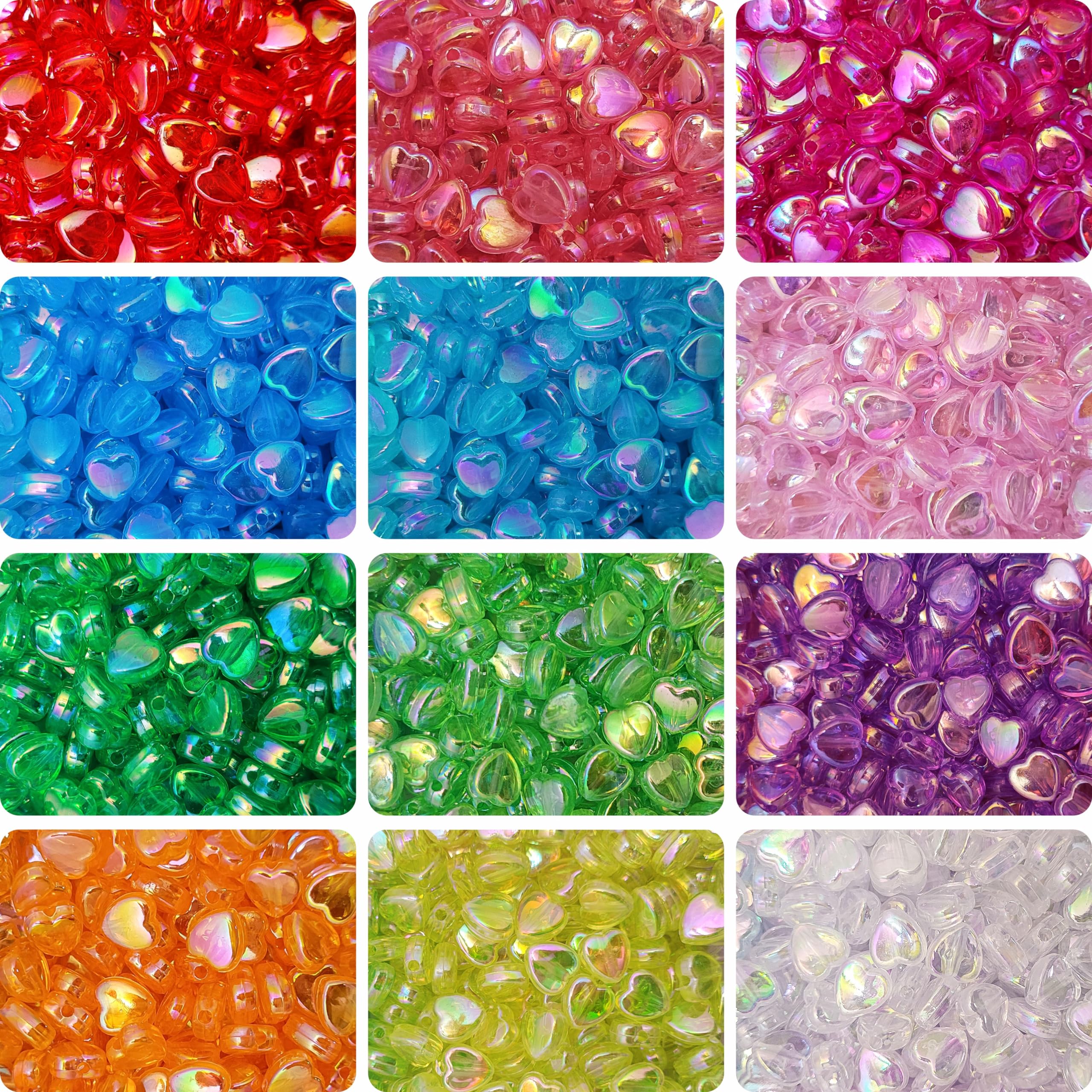 INDIKONB Multicolor Heart Shaped Rainbow Beads, 8mm Plastic Craft Beads for Jewelry Making, Kids Crafts, DIY Projects, Bracelets, Necklaces-picture-25