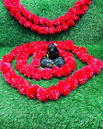 Miniatura 4 de Guirnalda de flores artificiales rojas de caléndula de 5 cuerdas, decoraciones de boda india, guirnaldas, decoraciones de fiesta, Genda phool mala,