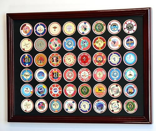 Miniatura 16 de Tenedor de la vitrina del marco de la moneda de la viruta del póker del casino 48 con el inserto coloreado negro