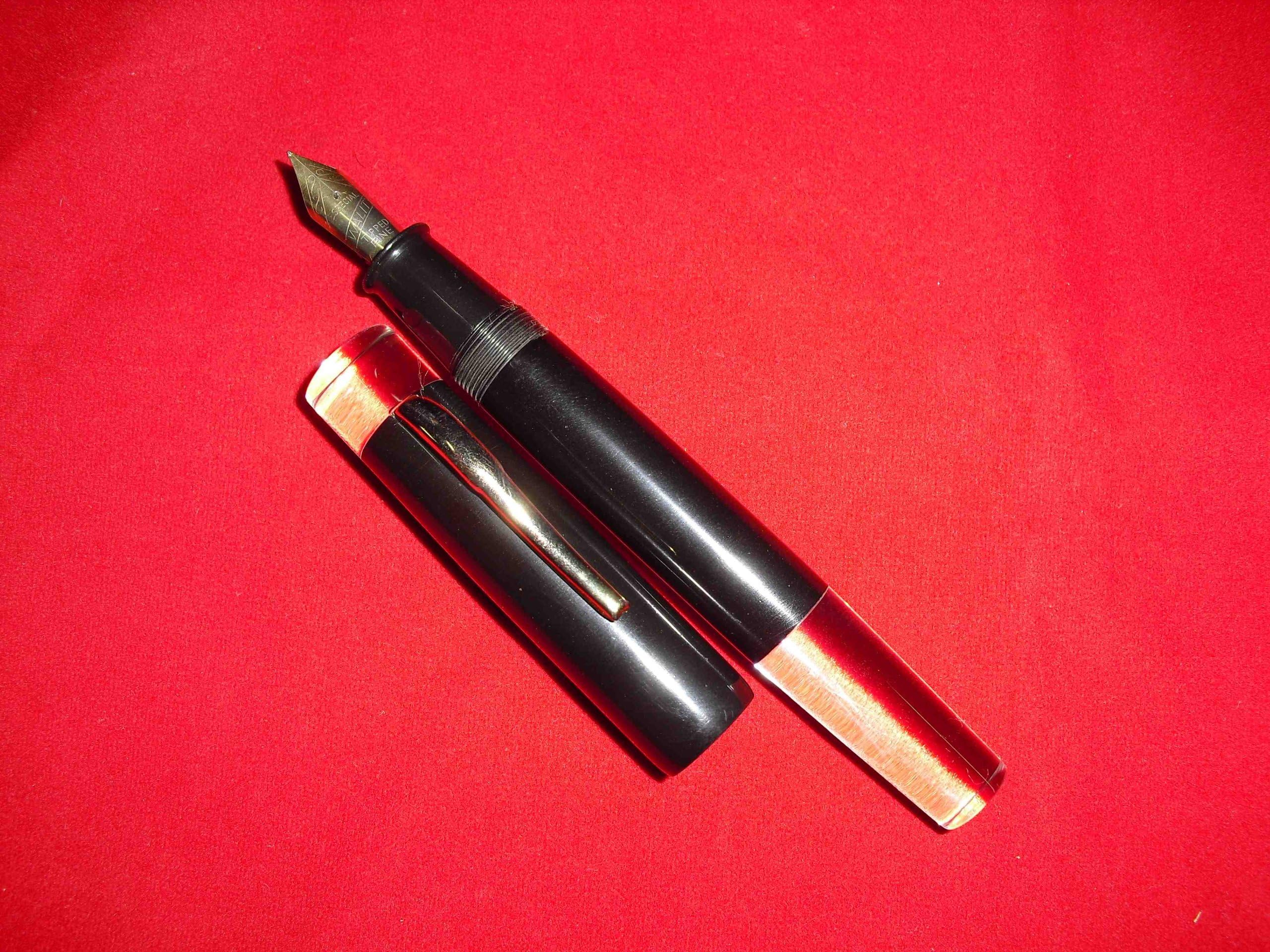 RANGA HANDMADE DUOFOLD BIG EBONITE (HARD RUBBER)-CLEAR ACRYLIC ATTRACTIVE FOUNTAIN PEN-MODEL 3A