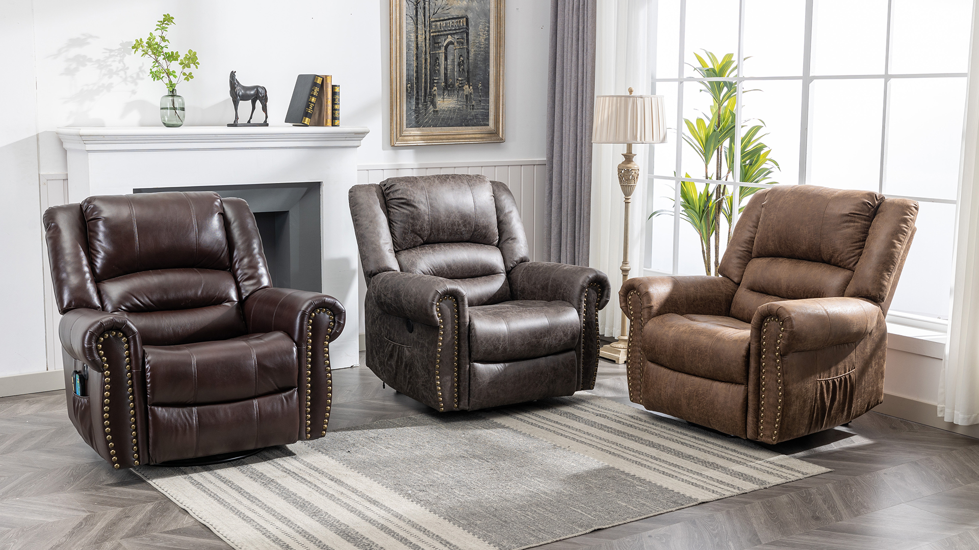 Sillón Plegable Marrón Tela Suede miniatura 7