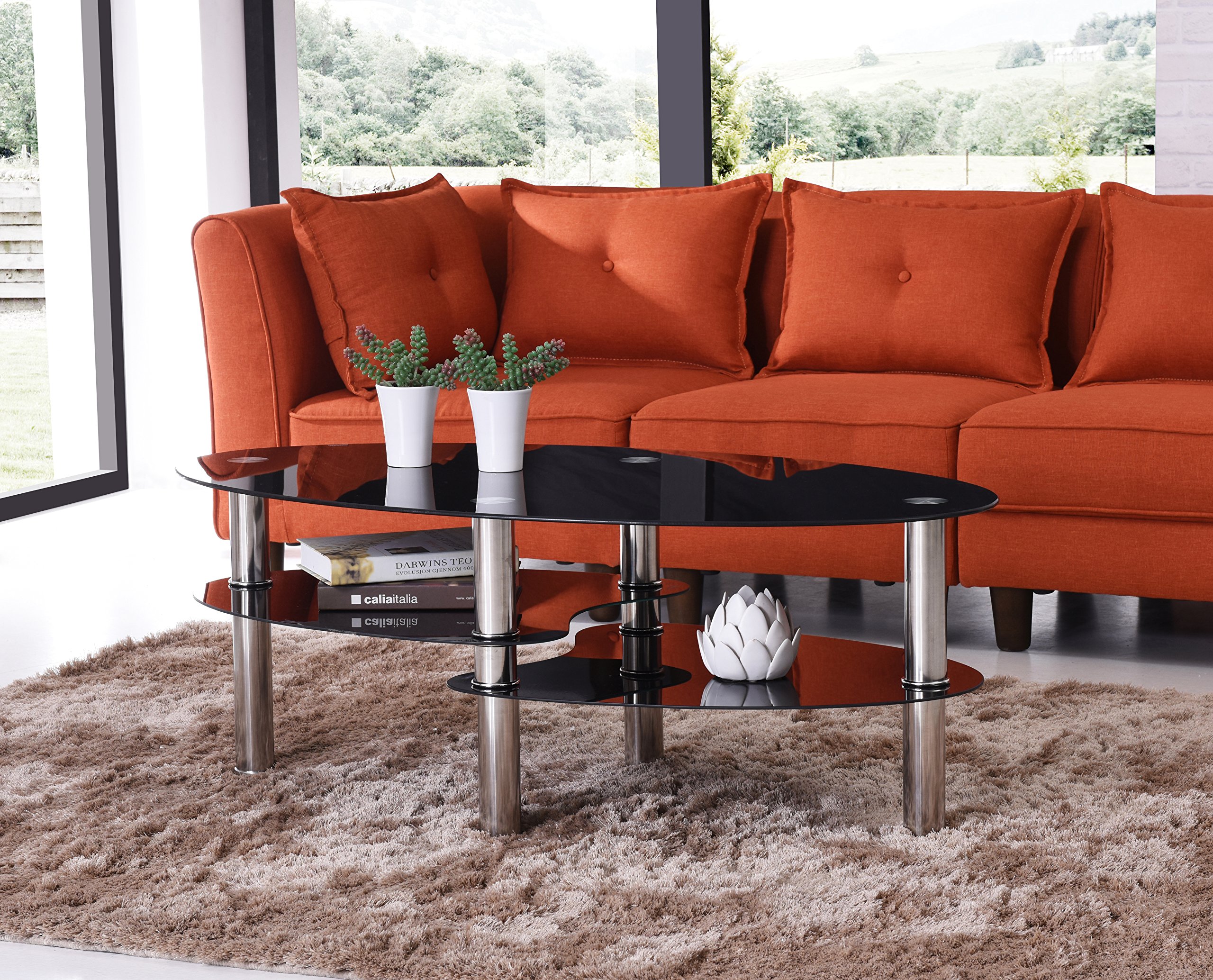 Coffee Table Set Of For Living Room 3-Piece Black Retro Living