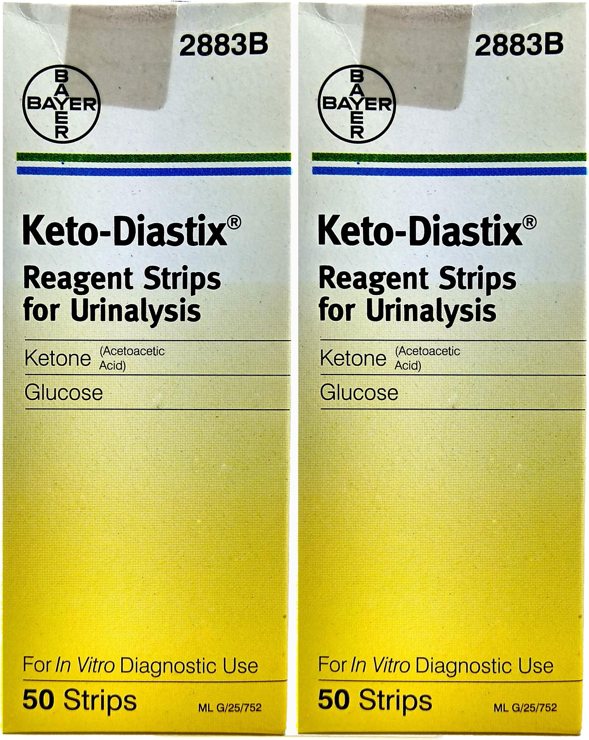 Bayer Keto-Diastix Reagent Strips for Urinalysis, 50-Pack of 2