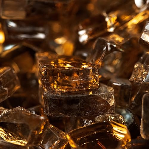 Miniatura 6 de MSI Vidrio ignífugo marrón cobre, rocas de vidrio templado reflectante de 12 pulgada de alto brillo para propano o chimenea de gas natural, rocas de