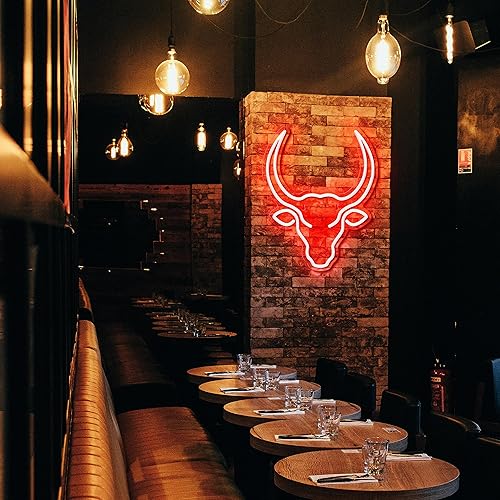 Miniatura 5 de Letrero de neón de calavera de toro, cabeza de calavera de vaca y toro, letrero de neón LED para decoración de pared, barra de cueva de hombre, bar,