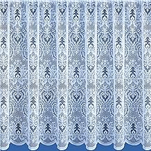 Florence White Vintage Damask Heavy Lace Net Curtain - 60 inch (153cm) Drop - Traditional Heavy Damask Design - Scalloped Hem - Easy To Hang - SOLD BY THE METRE By Kellys Soft Furnishings