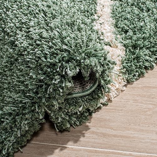 Miniatura 4 de SAFAVIEH Colección Hudson Shag - Alfombra cuadrada, 7 pies, verde y marfil, diseño moderno de enrejado, no desprende pelusa y de fácil cuidado, 2