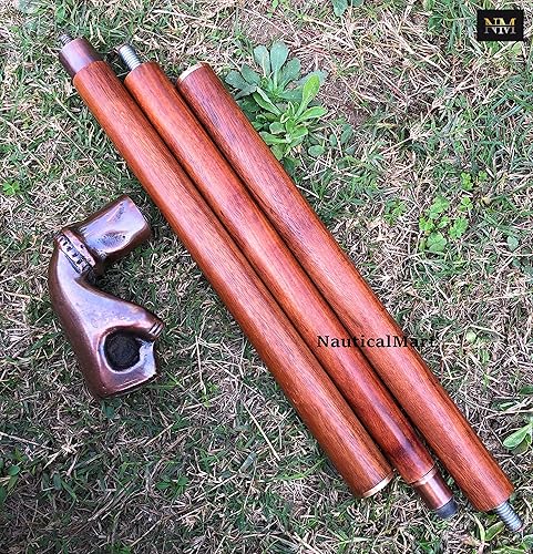 Miniatura 3 de Bastón de latón con puño bastón náutico tallado hecho a mano decorativo plegable estilo steampunk para caballeros