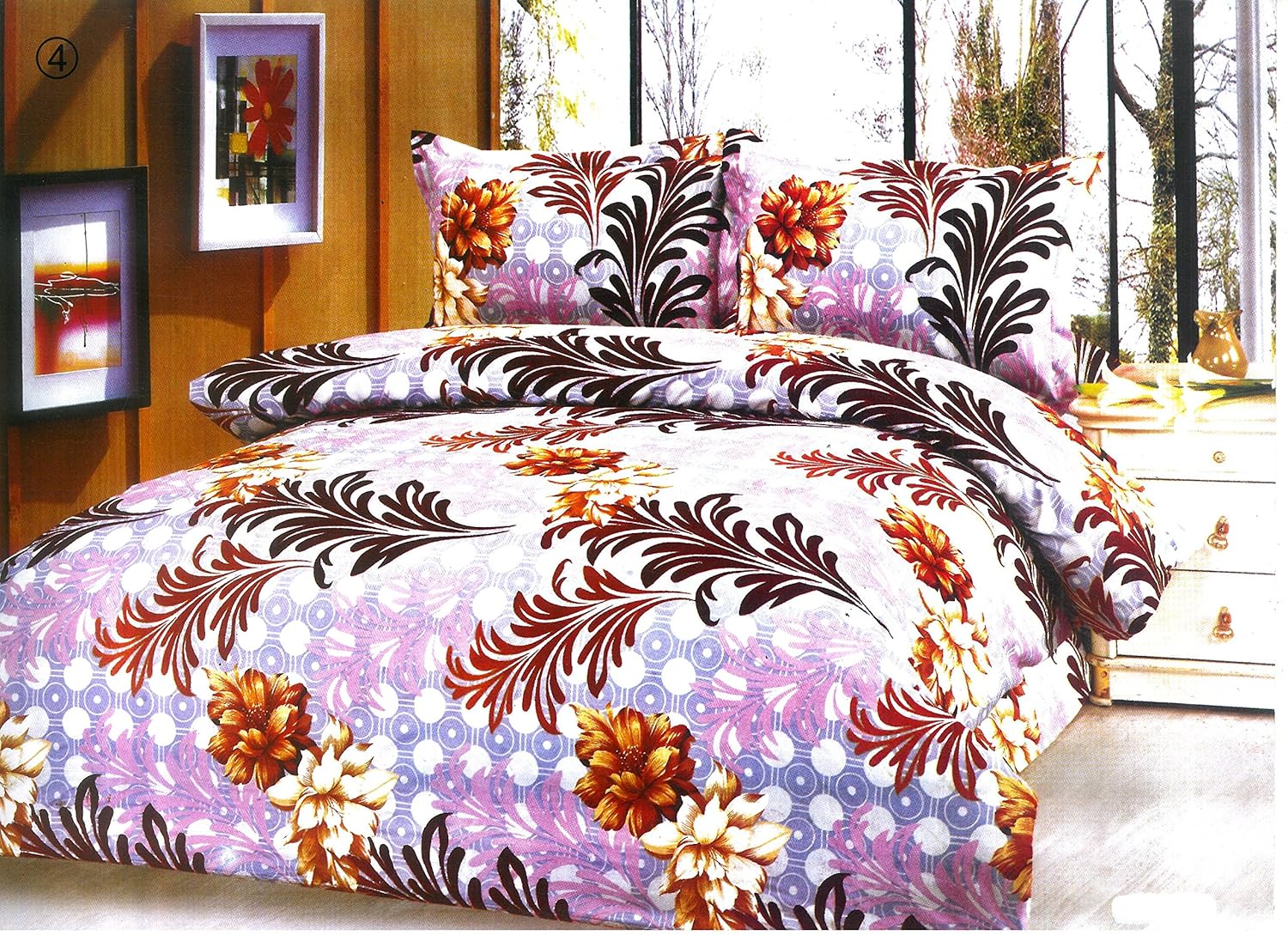 Buy MORRISONS Purple Floral Double Bed Sheet Set Online at Low Prices