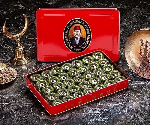 Miniatura 8 de Hafiz Mustafa 1864 Istanbul Baklava - Caja de pastelería - Bocadillos de postre de Baklava horneados hechos de hojas de masa filo fresca, pistacho,