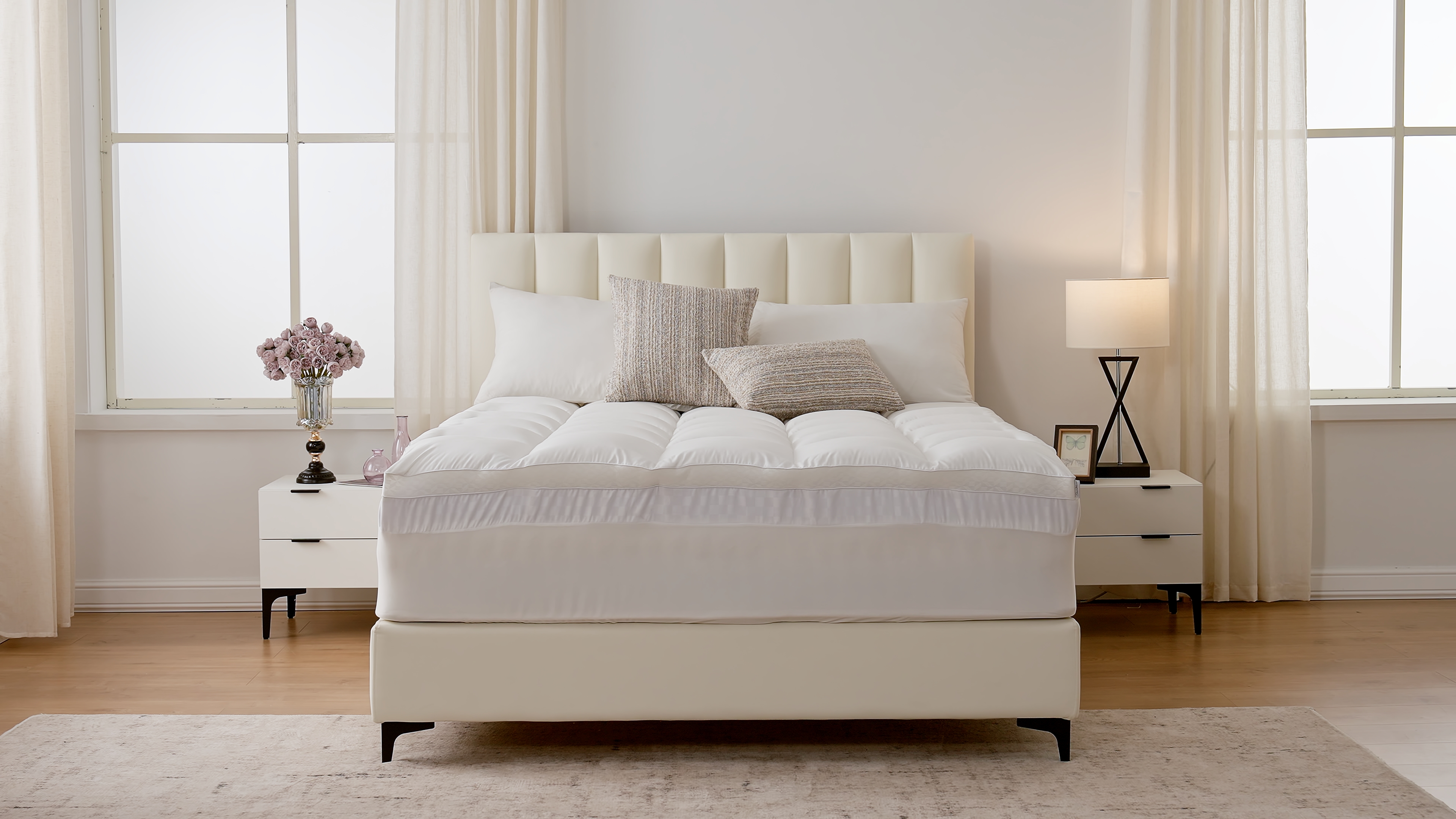 Downluxe 4-Inch Twin XL Memory Foam Mattress Topper - Dual Layer Cooling Gel & Pillow Top