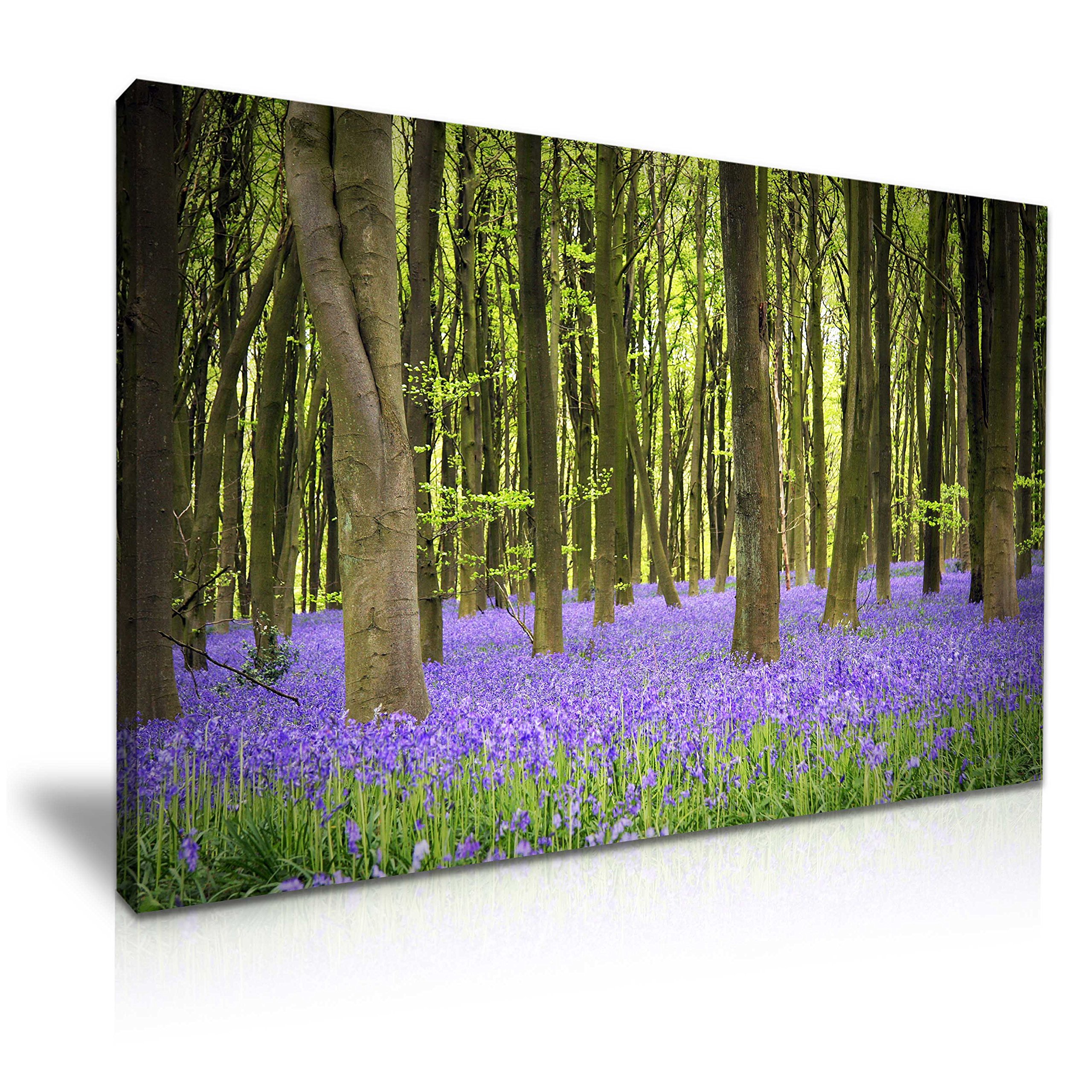 Bluebells Forest Trees Bluebell Canvas Wall Art Picture Print Gift For Modern Family Home Office Hotel Decoration (XS: 31cm X 20cm)