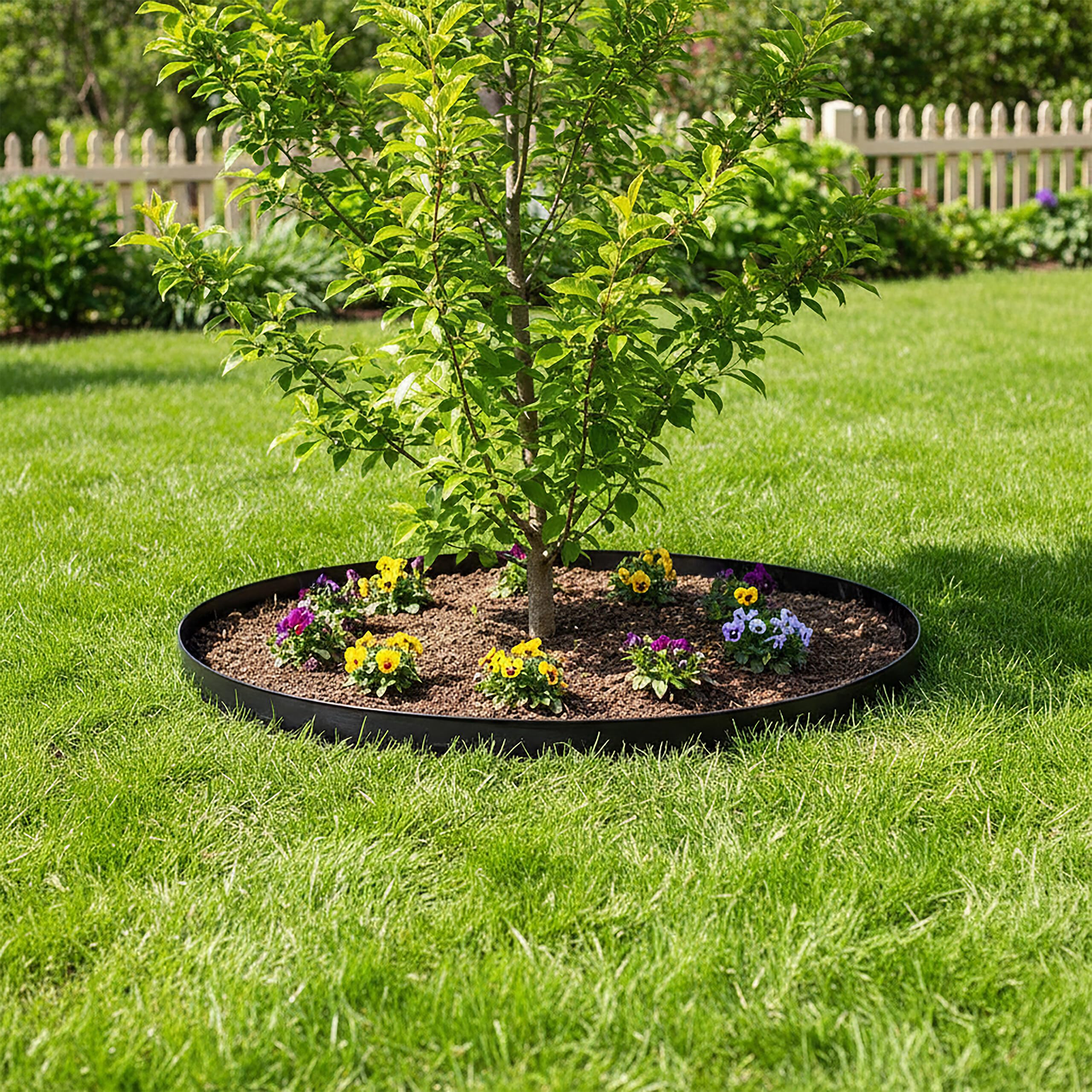 Relaxdays bordura prato, 30 m x 5 cm, plastica, flessibile, 90 picchetti, nero