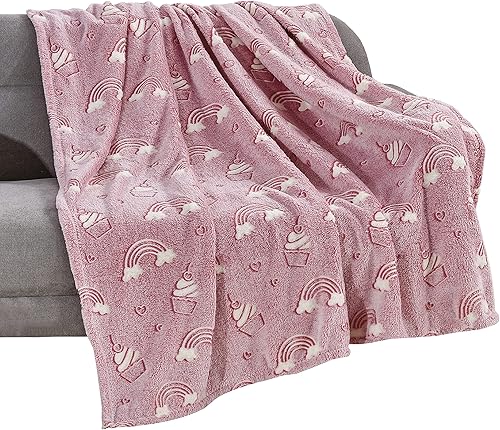 Elegant Comfort Manta ligera que brilla en la oscuridad, ultrasuave, mullida y acogedora, manta luminosa decorativa para todas las estaciones,