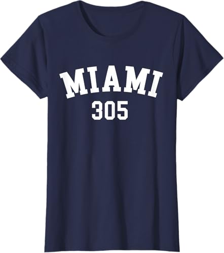 Miniatura 91 de Miami 305 USA American College Font T-Shirt Negro,Azul Marino,Azul Pastel,Arándano,Rojo,Plateado,Hierba,Verde Kelly,Marrón,Verde Oliva,Jaspeado