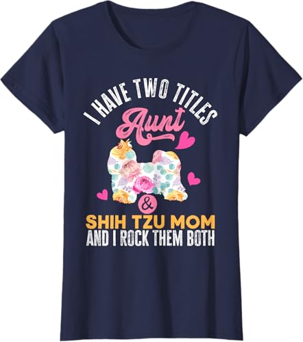 Miniatura 36 de I Have Two Titles Aunt and Shih Tzu Mom | Funny Dog Men Women T-Shirt Black,Navy Blue,Asphalt Grey,Cranberry Red,Red,Kelly Green,Dark Heather