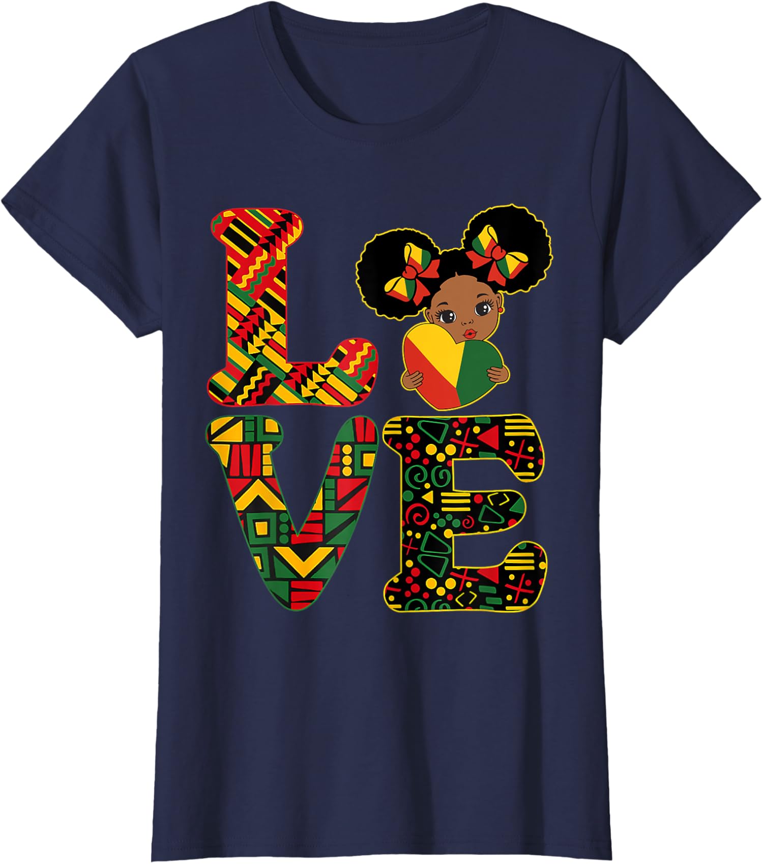 LOVE Black History Month Strong African Support Ladies' Crewneck T-Shirt - Picture 4 of 9