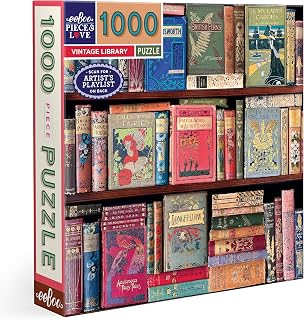eeBoo Vintage Library 1000 Piece Square Jigsaw Puzzle, 23" x 23"
