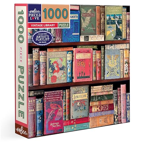eeBoo Vintage Library Colorido 1000 Piezas Rompecabezas de cartón Reciclado, tamaño 58,5 cm de Lado, PZTVTL