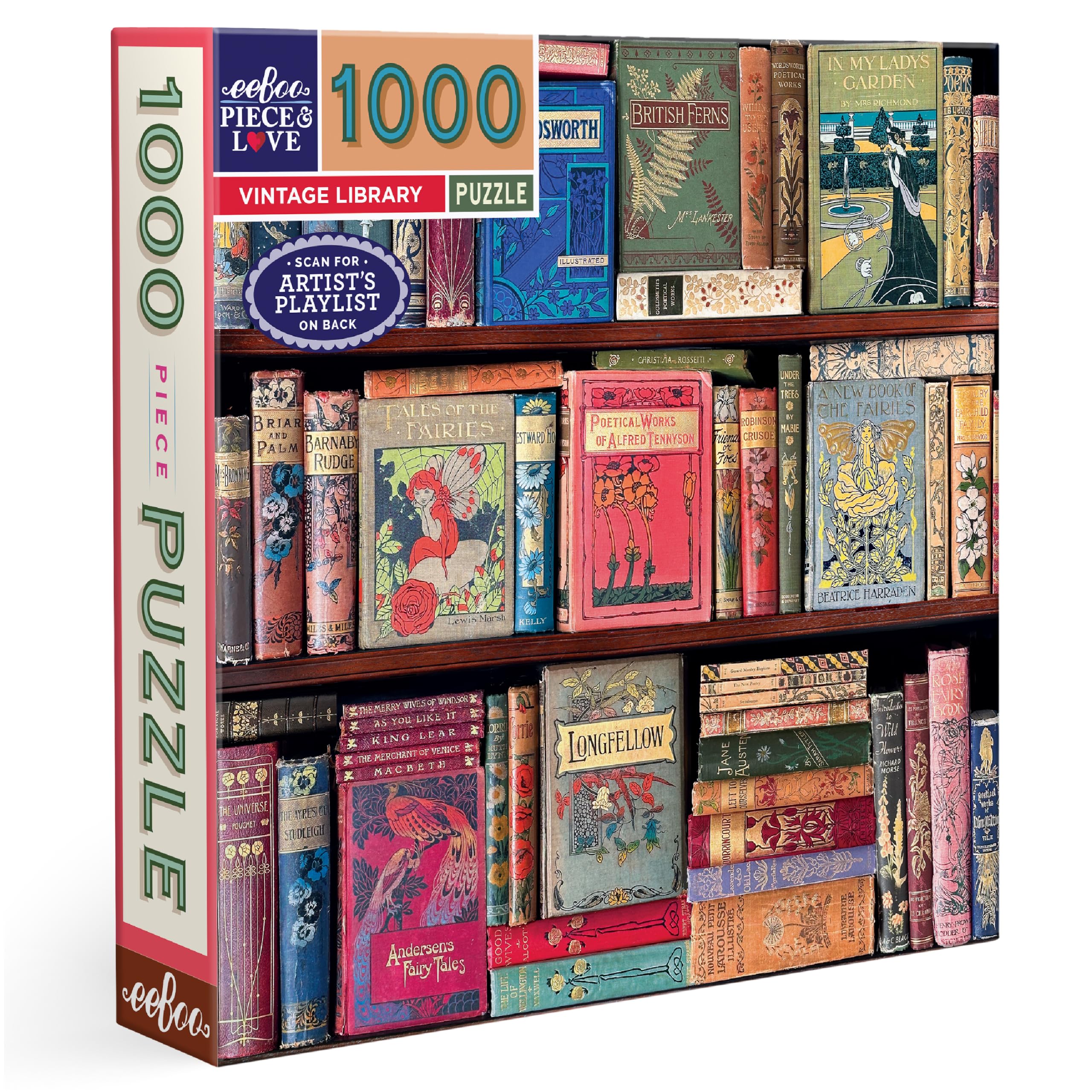 Vintage Library 1000 Piece Square Jigsaw Puzzle, 23" x 23"