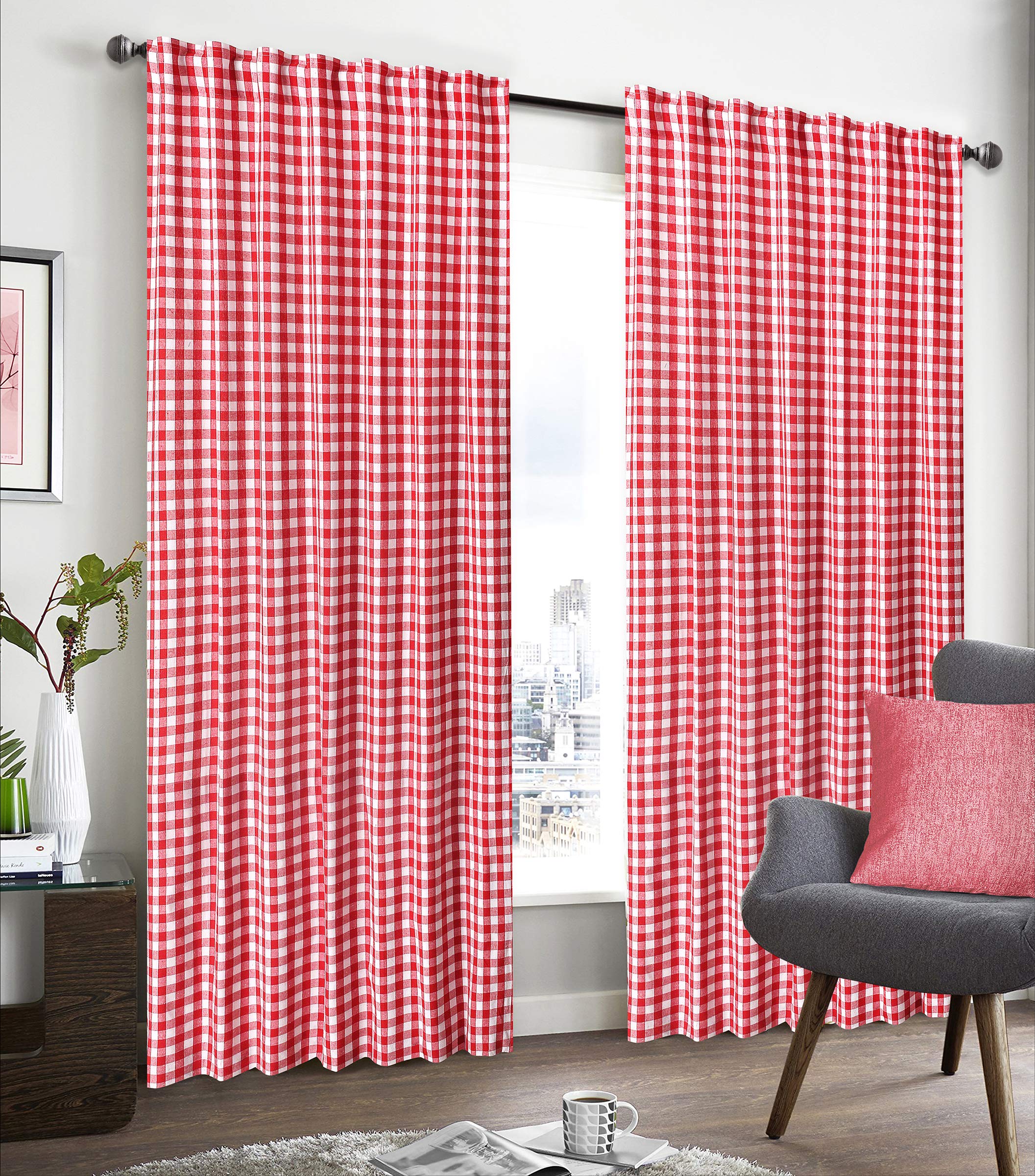 Blue Gingham Sheer Curtains Curtains & Drapes