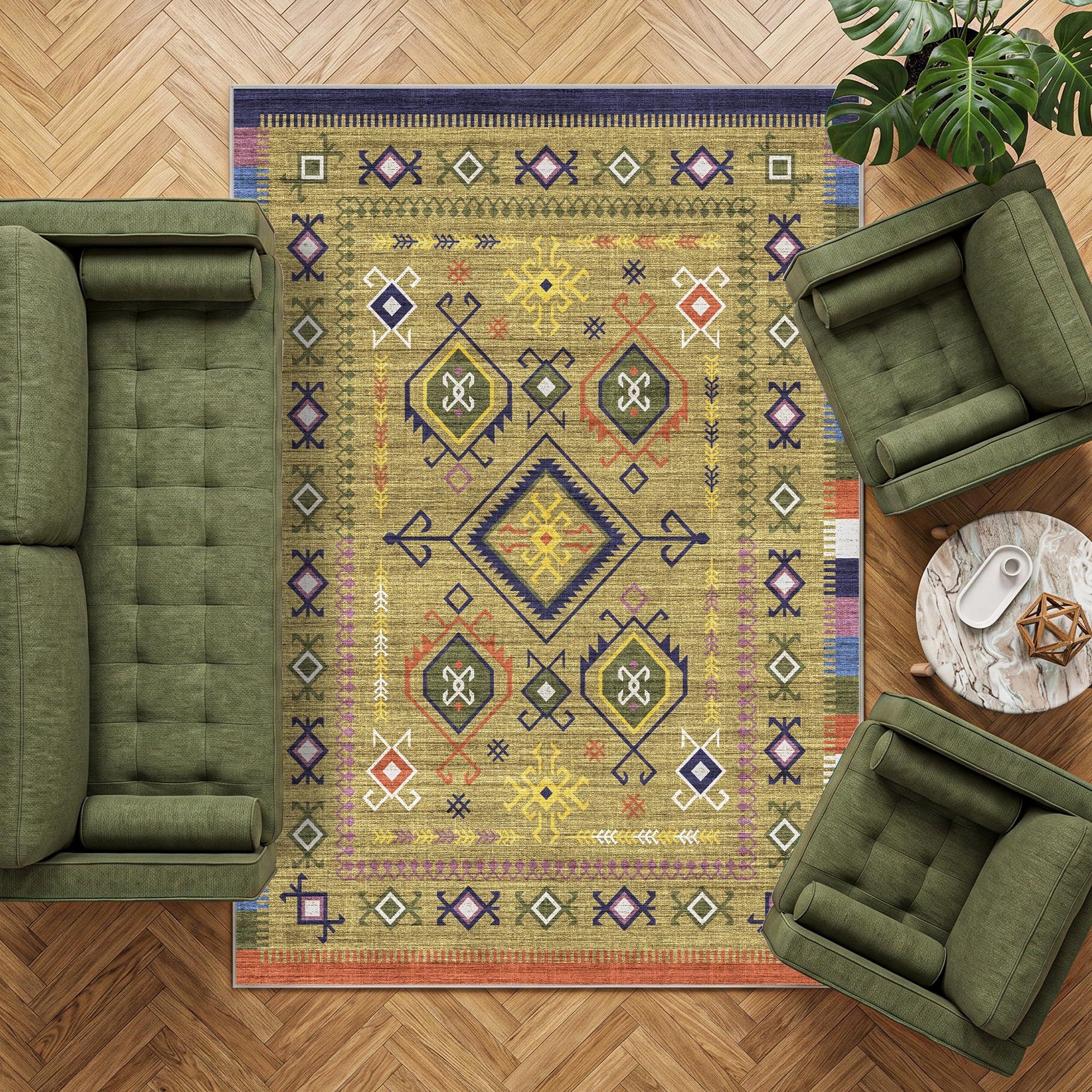 Decoranddecor Boho Rugs Living Room 160x230cm Washable Non-Slip