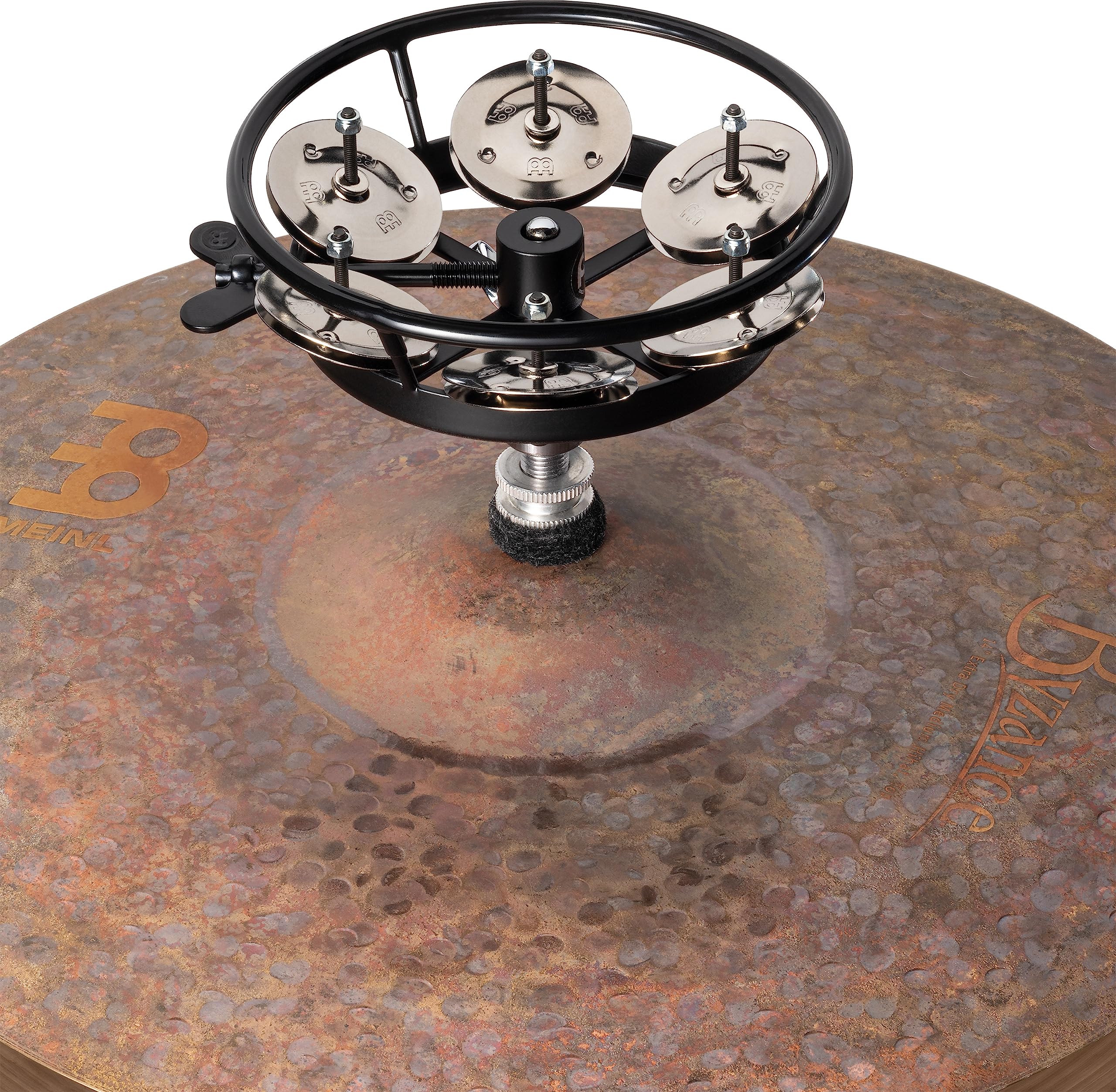 Meinl Percussion Professional Hihat Tambourine, Schwarz (THH1BK) | Tamburin Zubehör für Hihat Becken, Gummiert, 1 Reihe Jingles, Durchmesser 5 Zoll, Stahl Jingles