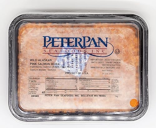 OLMA Caviar de salmón PETER PAN, KOSHER (Grado #1) Bandeja de plástico de 2.2 lb (1kg)