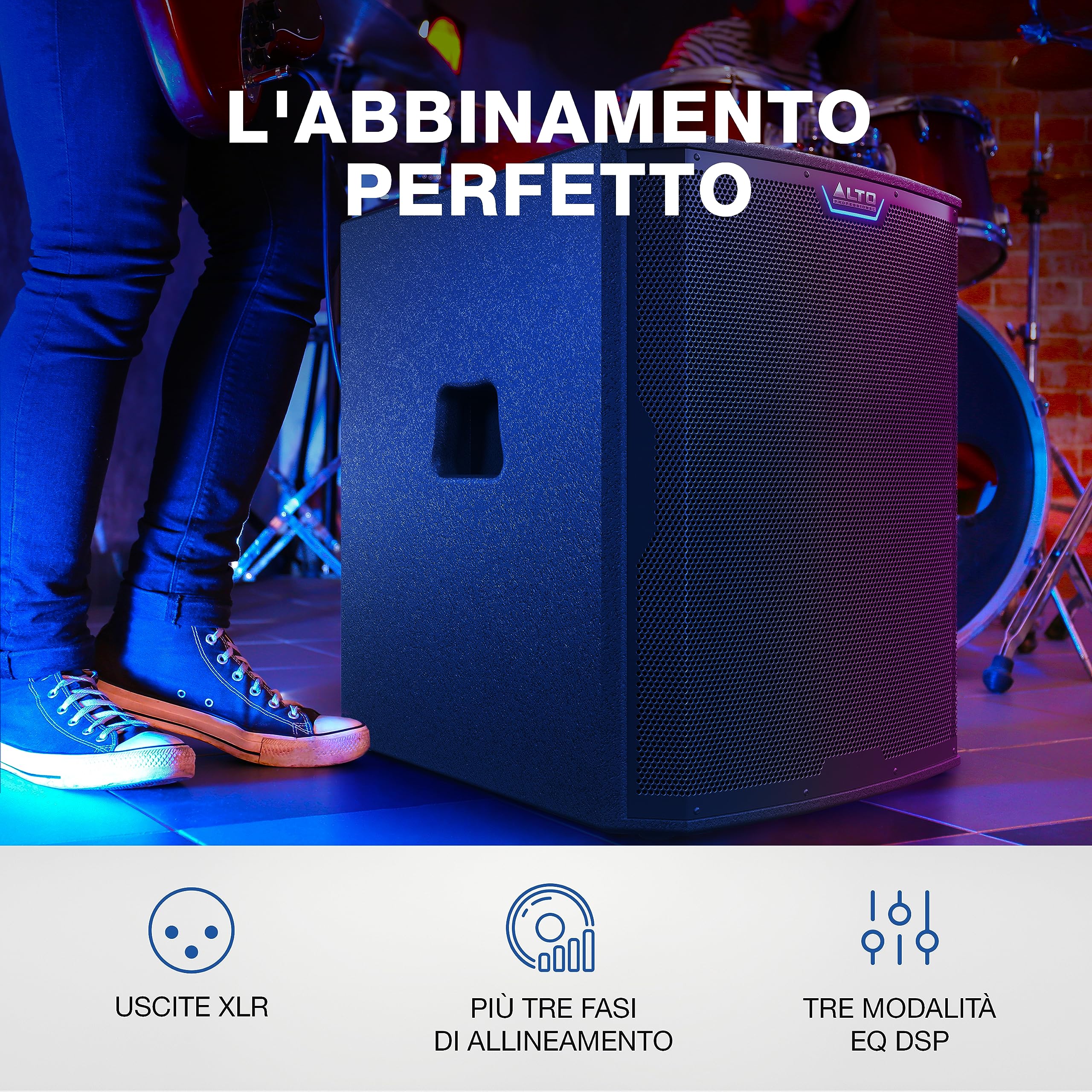 ALTO Professional TS18S + TS18S Cover - Subwoofer da 18" e 2500 W, sistema PA con 6 modalità DSP selezionabili, Easy setup, 137 dB, bobina da 3", bassi superiori
