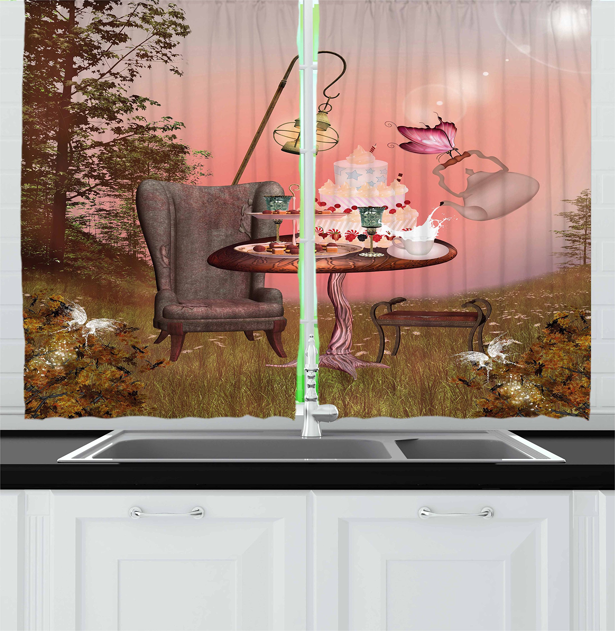 Amazon.com: Ambesonne Surrealistic Kitchen Curtains, Birthday
