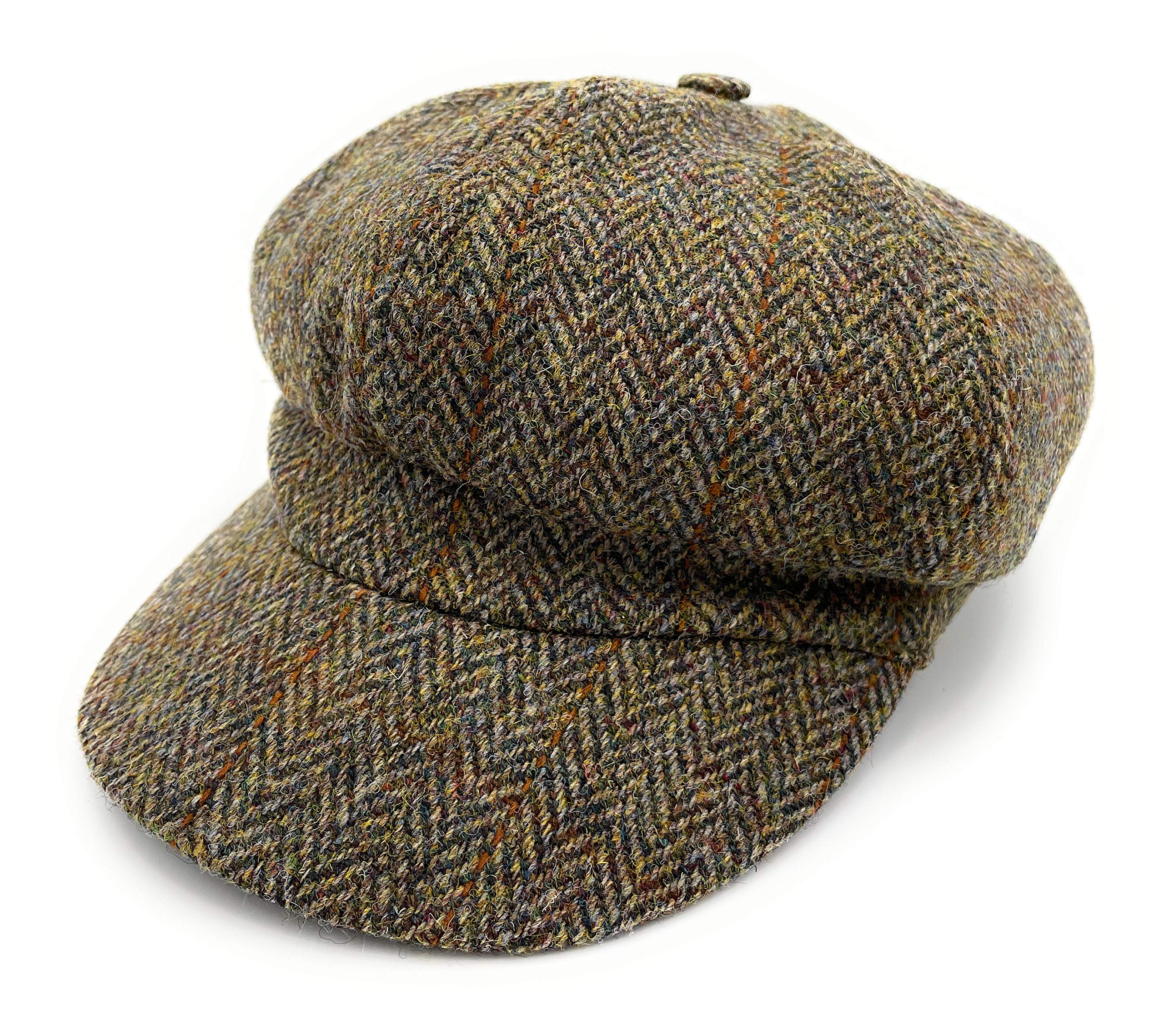 Tartan Tweeds Women's Brown Herringbone Harris Tweed Baker Boy Cap Made In The Uk (Brown Herringbone)