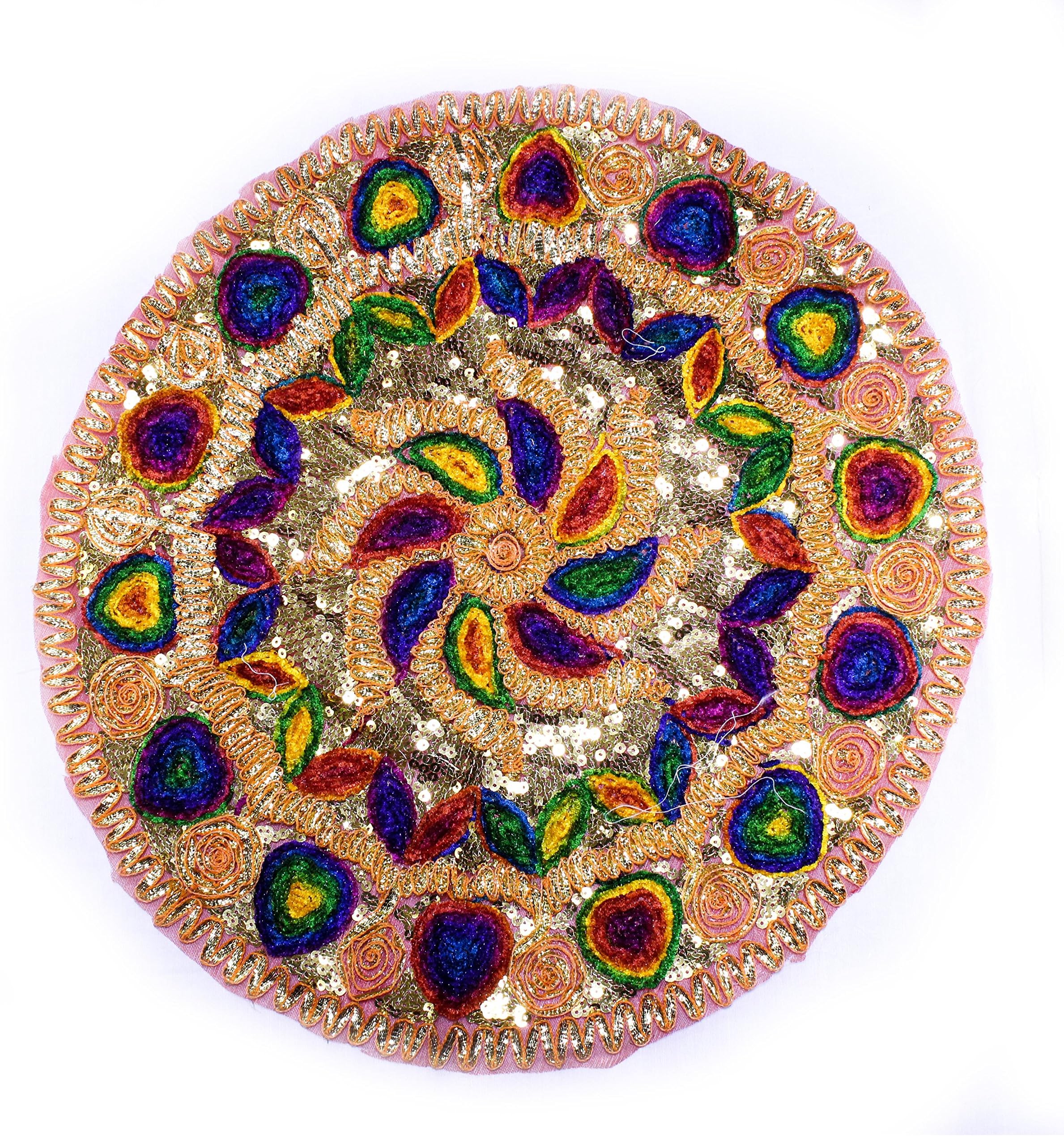 The Holy Mart Velvet Embroidery Crochet Doily (Multi, 16.9 Inch X 16.9 Inch X 16.9 Inch)