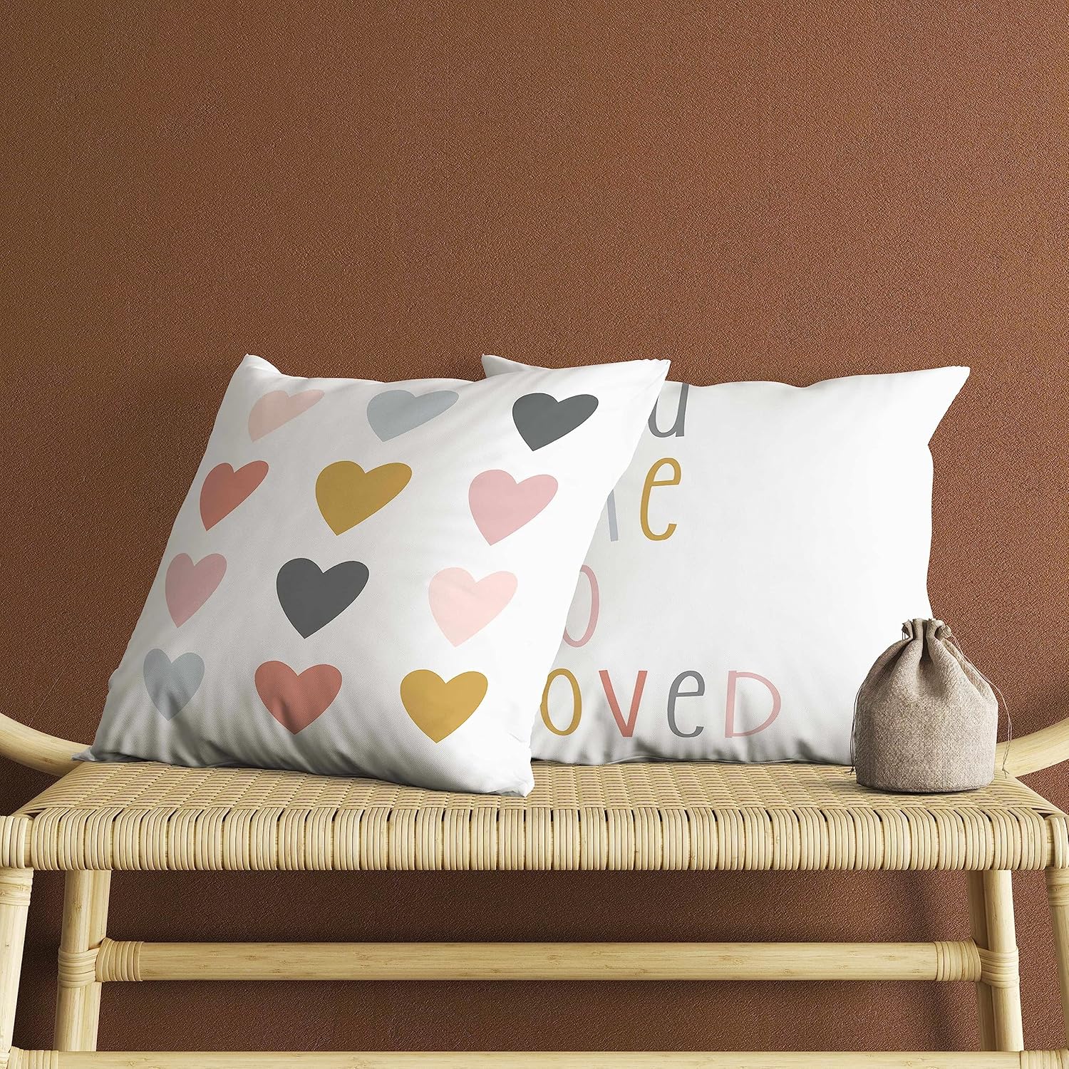 Boho Classroom Pillow Case,Heart Reversible Pillow Cover 18x18,Nursery Throw Pillow Covers for Sofa Couch,Nursery Girls Room Decor,Boho Girls Room Decor - Image 4