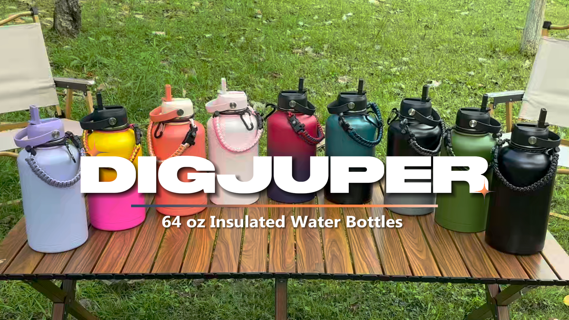 Amazon.com : DIGJUPER Insulated Water Bottle 64oz - w/Paracord