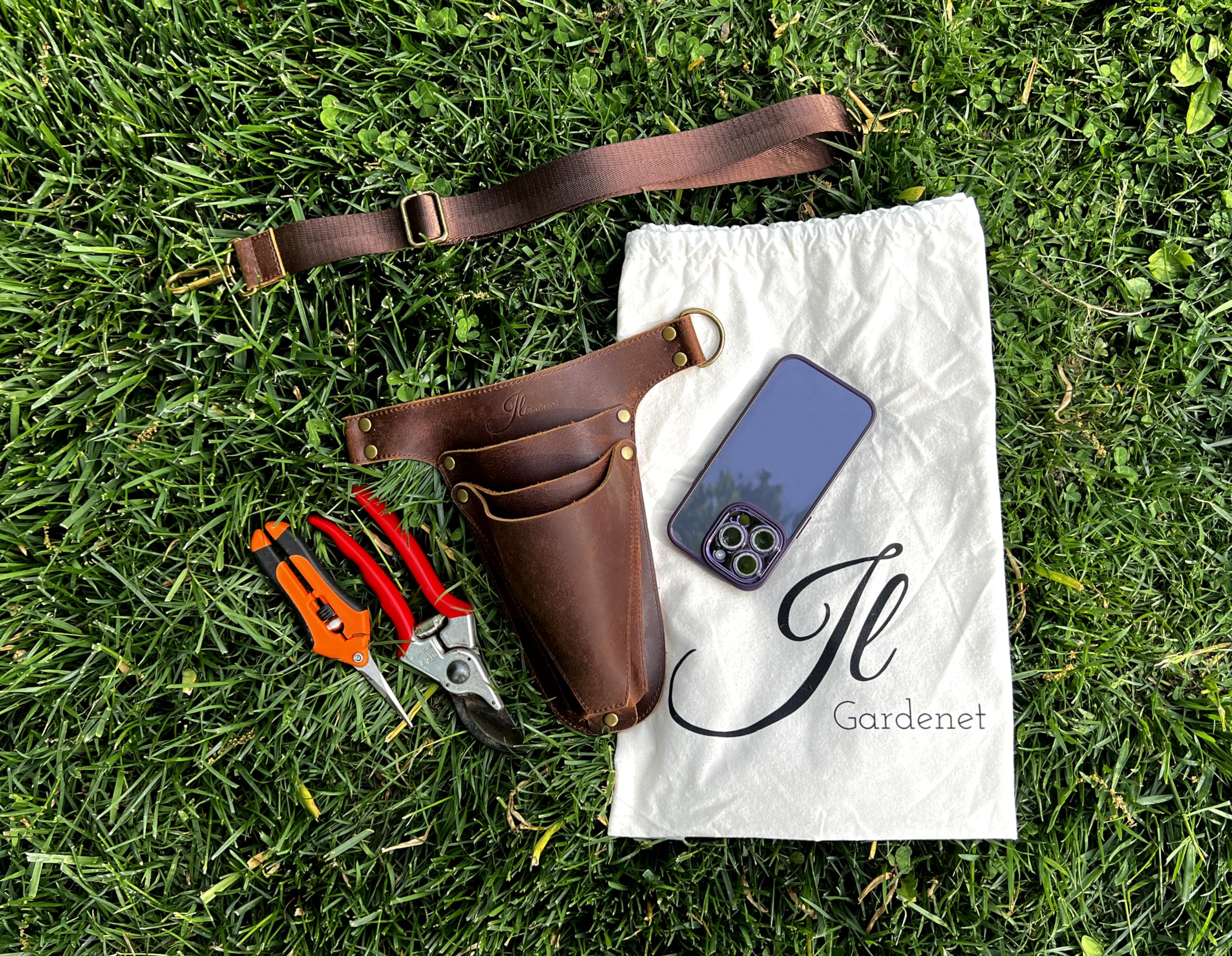Cinturón de herramientas de jardín, hecho a mano de cuero de primera calidad con bolsillos para mujeres y hombres, jardineros, floristas, electricistas, carpinteros, agricultores, paisajistas