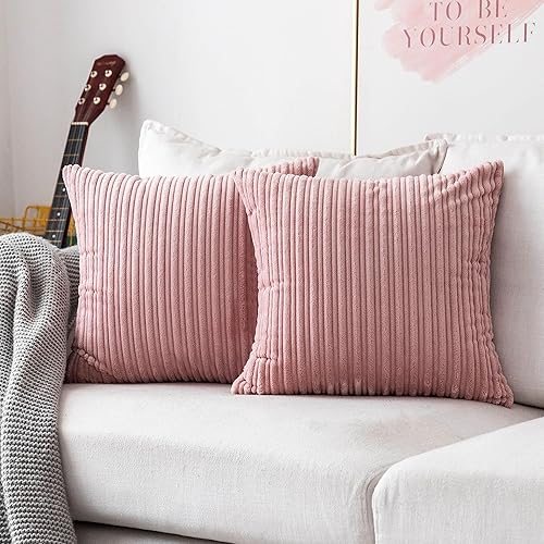 Miniatura 167 de UGASA - Juego de 2 fundas de almohada de terciopelo a rayas, funda decorativa para cojín con cremallera oculta para el hogar, sofá, dormitorio,