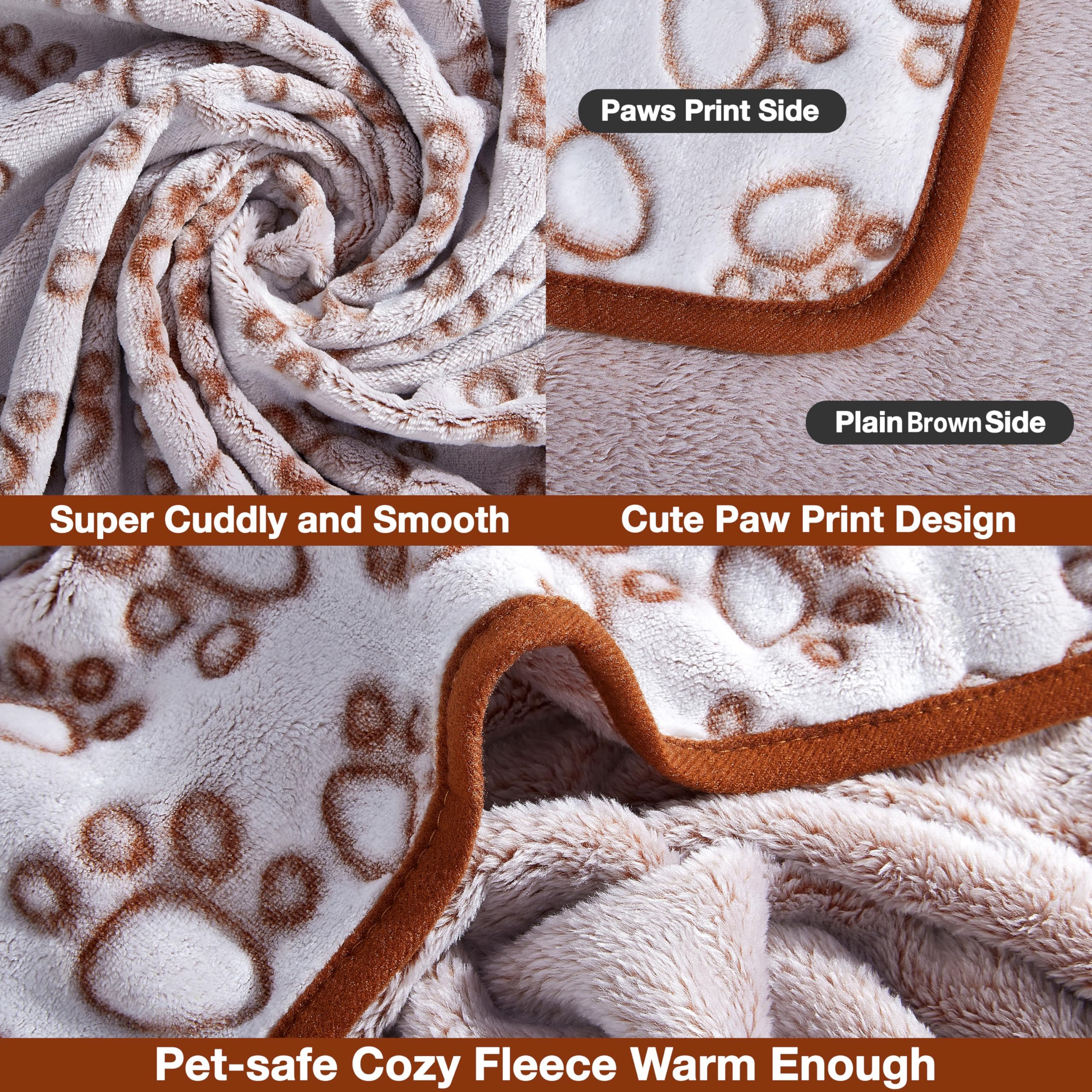 Stuffed Manta suave de alta calidad para perro, con estampado de patas de franela marrón, 24 x 32 pulgadas, manta para gatos, suministros para cachorros, productos esenciales para perros