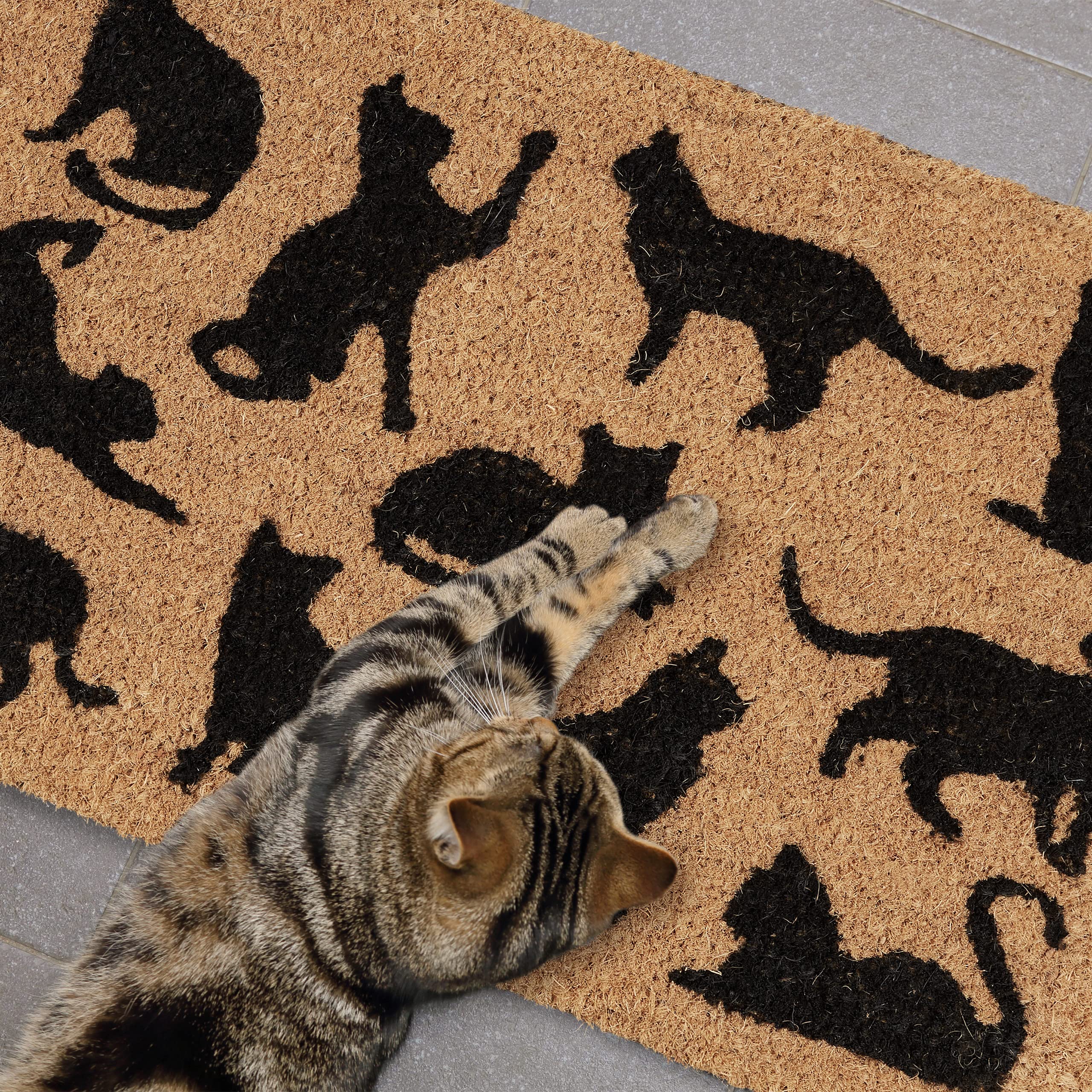 Zerbino In Fibra Di Cocco Relaxdays Con Gatti – 40x60 Cm, Antiscivolo, Per Interni/Esterni