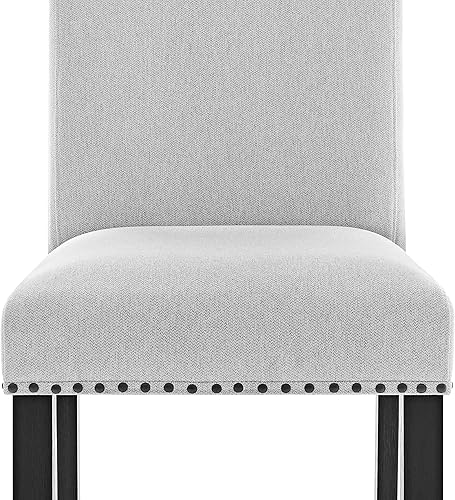 Miniatura 4 de Moderno juego de 2 sillas laterales con asiento tapizado con respaldo completo y ribete de cabeza de clavo, sillas de comedor para habitación, mesa