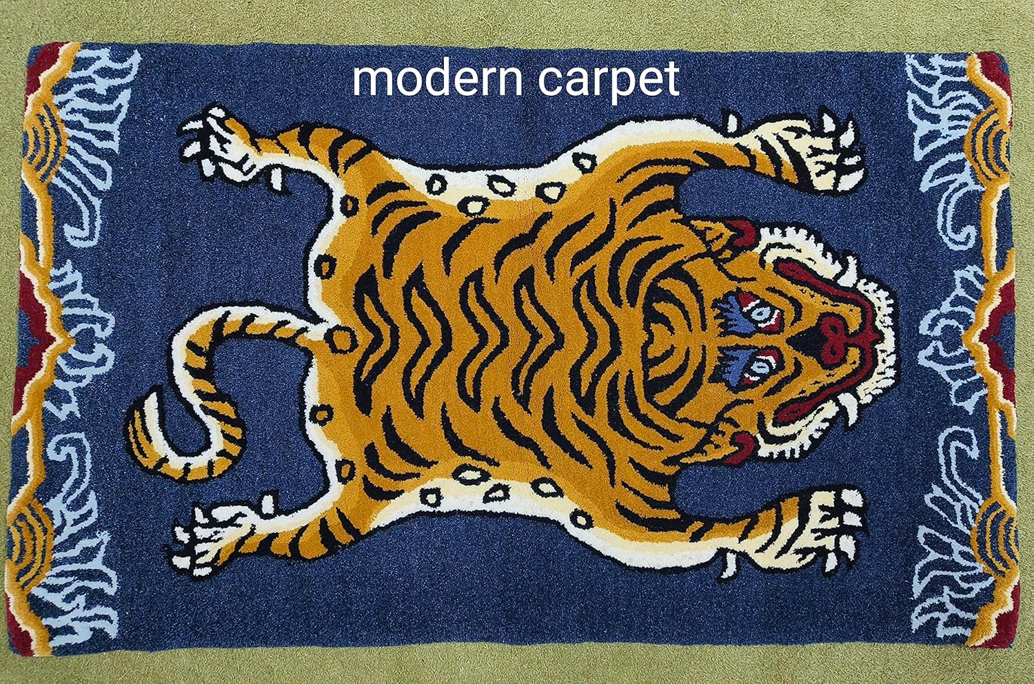 Tibetan Tiger Kid Rugs 3x5 100% Woolen Handmade Tufted for Kid Room Bedroom Living Room Doormat by Modern Carpet