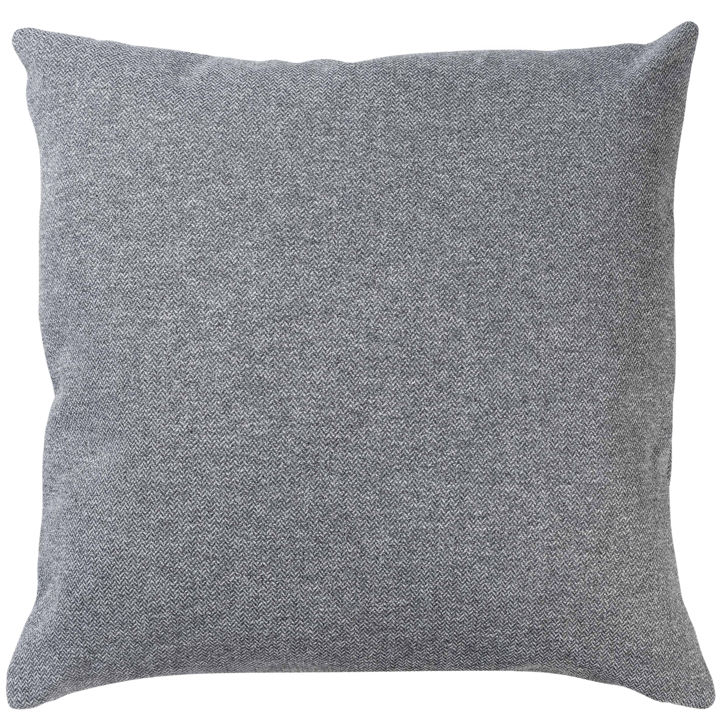 Classic Herringbone Tweed Extra-Large Cushion in Stone Grey. Soft Grey Traditional Check Design. 23x23" Square Cushion Cover