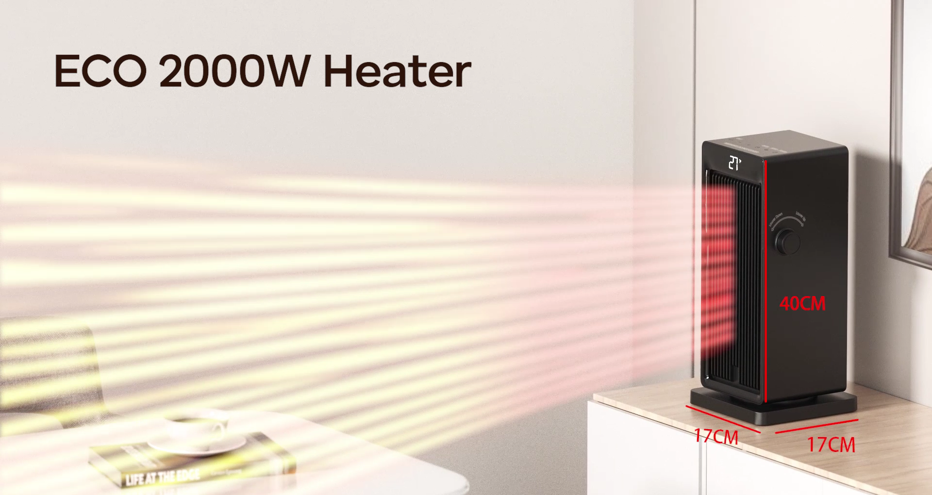 Chauffage D'appoint électrique 2000W Avec Oscillation 70° - 4 Modes, Télécommande, Sécurité Basculement