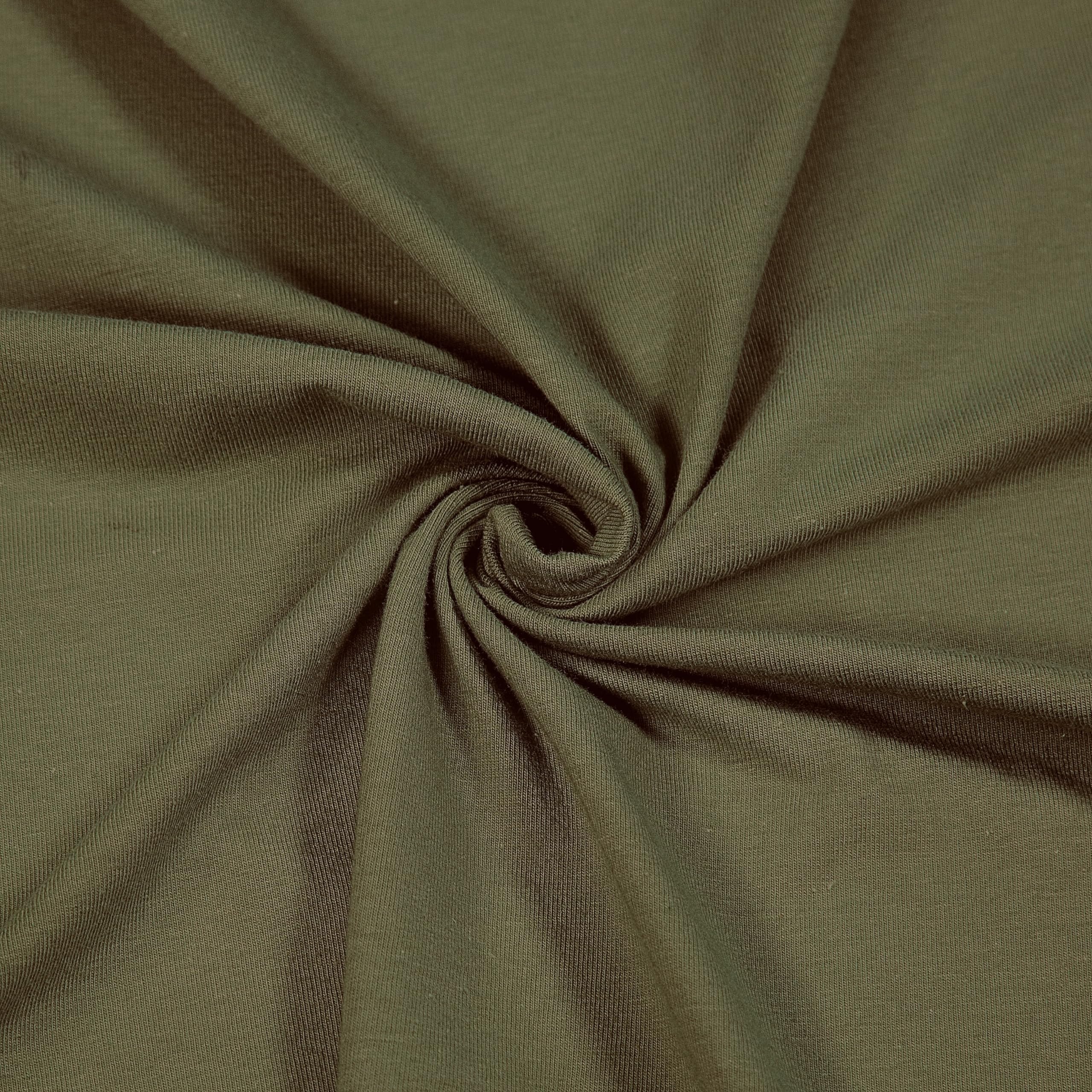 FabricLA Cotton Spandex Jersey Fabric - 10 oz, 4-Way Stretch, 60" Inch Wide by The Yard – Skirts, Tops, T-Shirts - Olive - 1 Yard