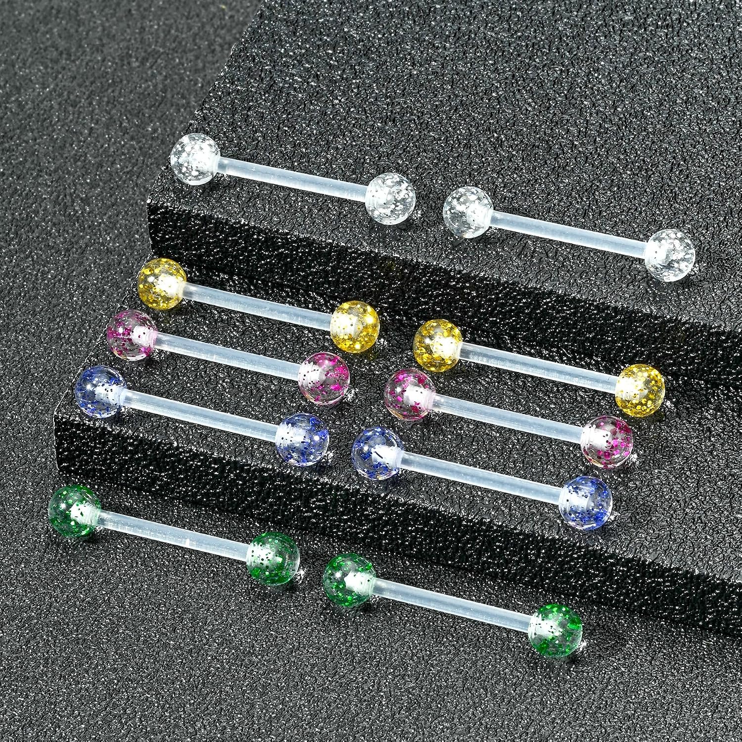 FECTAS 14G Plastic Nipple Rings for Surgery Plastic Tongue Rings Bioflex Flexible Acrylic Piercing Retainer 5 Pairs 14/16/18mm