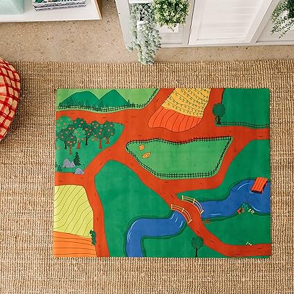THE FRECKLED FROG Farm Floor Mat - Ages 12m+ - Kids Play Area Rug - Farm-Themed Mat for Bedrooms and Playrooms - 49.2 x 39.4