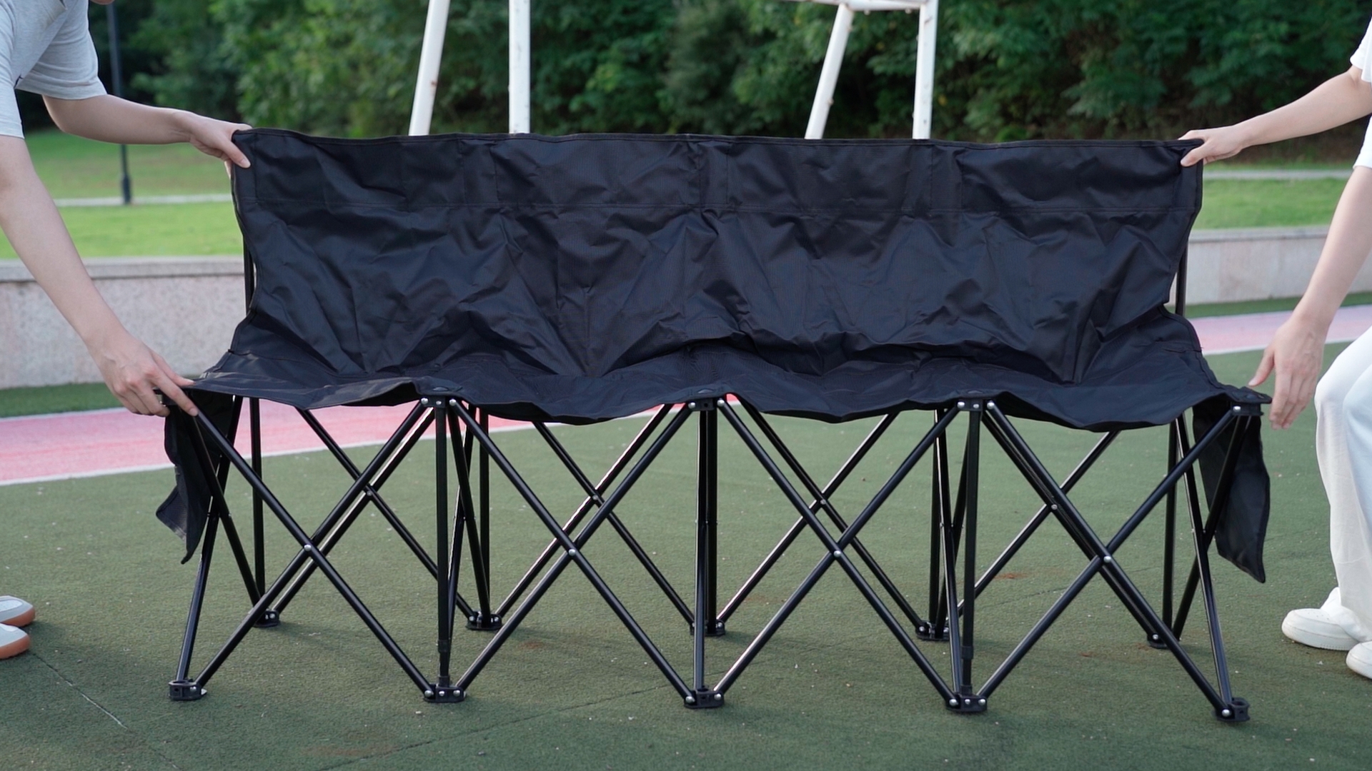 Amazon.com: Kigley Portable 4 Seat Soccer Bench Chairs Foldable
